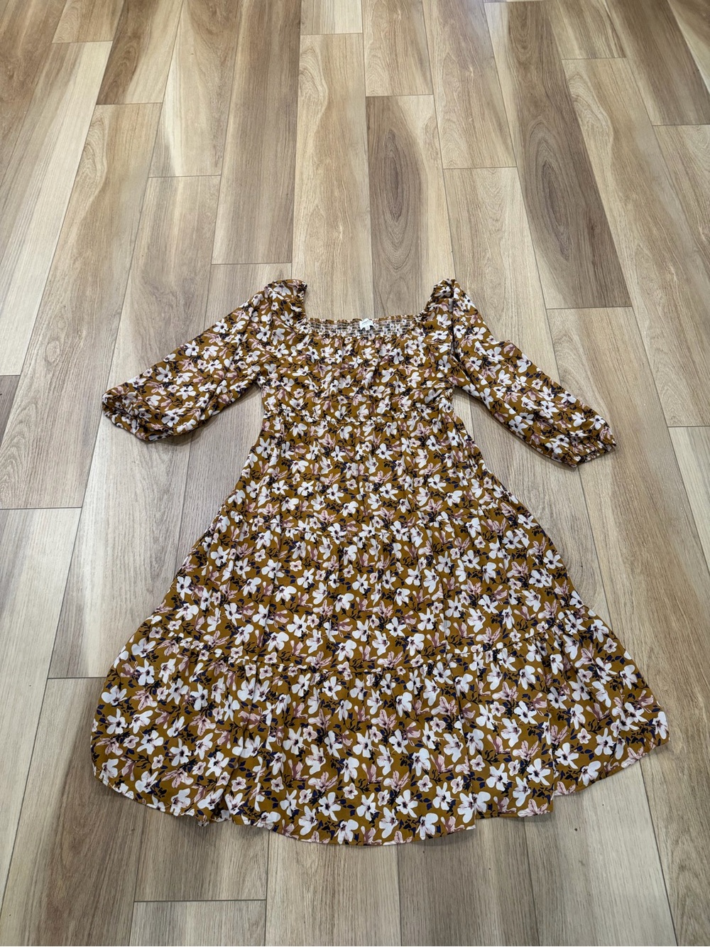 Hayden Floral Smocked floral Midi/maxi Dress in Mustard